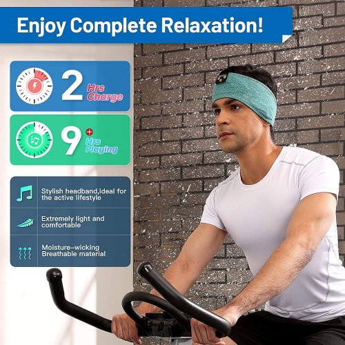  Sleep Headphones, Perytong Bluetooth Sports Headband Headphones with Ultra-Thin HD Stereo Speakers Perfect for Sleeping,Workout,Jogging,Yoga,Insomnia, Air Travel, Meditation