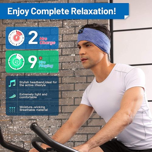  Sleep Headphones, Perytong Bluetooth Sports Headband Headphones with Ultra-Thin HD Stereo Speakers Perfect for Sleeping,Workout,Jogging,Yoga,Insomnia, Air Travel, Meditation