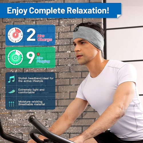  Sleep Headphones, Perytong Bluetooth Sports Headband Headphones with Ultra-Thin HD Stereo Speakers Perfect for Sleeping,Workout,Jogging,Yoga,Insomnia, Air Travel, Meditation