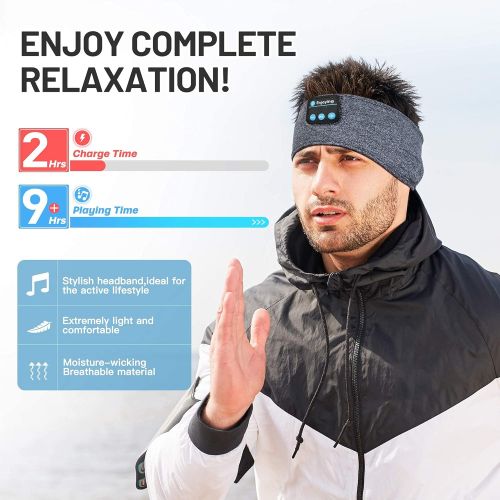  Sleep Headphones Wireless, Perytong Bluetooth Sports Headband Headphones with Ultra-Thin HD Stereo Speakers Perfect for Sleeping,Workout,Jogging,Yoga,Insomnia, Air Travel, Meditati