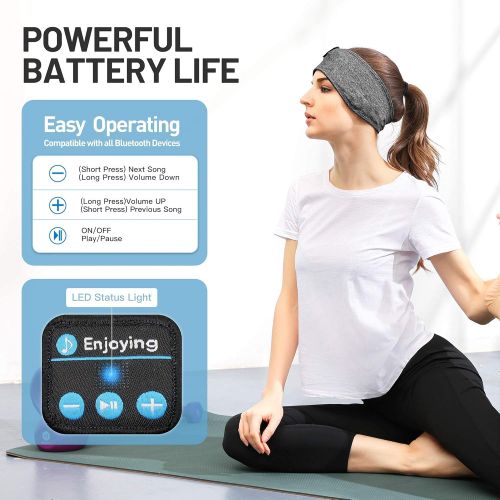  Sleep Headphones Wireless, Perytong Bluetooth Sports Headband Headphones with Ultra-Thin HD Stereo Speakers Perfect for Sleeping,Workout,Jogging,Yoga,Insomnia, Air Travel, Meditati