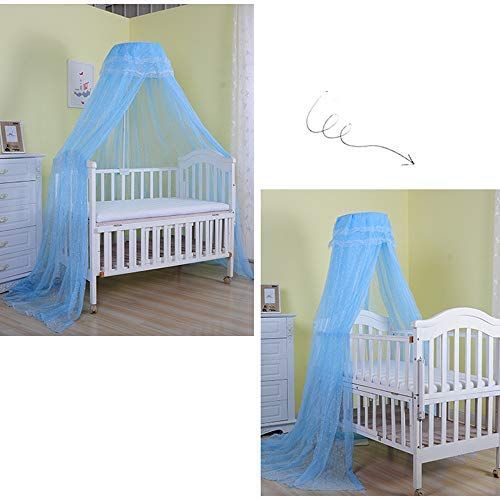  [아마존베스트]Pesp Baby Infant Toddler Bed Dome Cots Mosquito Netting Hanging Bed Net Mosquito Bar Frame Palace-Style Crib Bedding Set (Mosquito Net Without Stand, Blue)