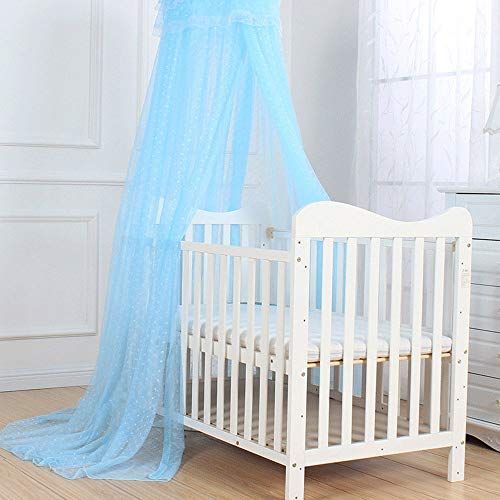  [아마존베스트]Pesp Baby Infant Toddler Bed Dome Cots Mosquito Netting Hanging Bed Net Mosquito Bar Frame Palace-Style Crib Bedding Set (Mosquito Net Without Stand, Blue)