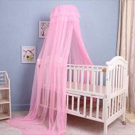 [아마존베스트]Pesp Baby Infant Toddler Bed Dome Cots Mosquito Netting Hanging Bed Net Mosquito Bar Frame Palace-style Crib Bedding Set (Mosquito Net Without Stand, Pink)