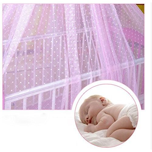  [아마존베스트]Pesp Baby Infant Toddler Bed Dome Cots Mosquito Netting Hanging Bed Net Mosquito Bar Frame Palace-style Crib Bedding Set (Mosquito Net Without Stand, Pink)