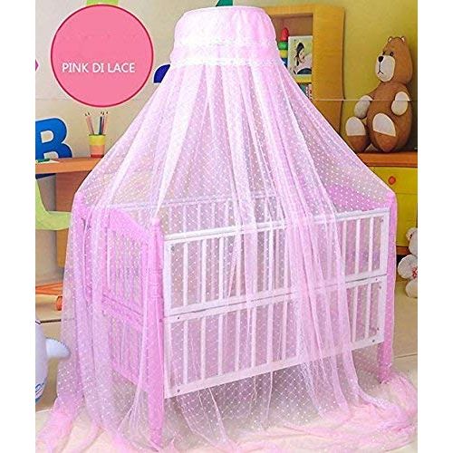  [아마존베스트]Pesp Baby Infant Toddler Bed Dome Cots Mosquito Netting Hanging Bed Net Mosquito Bar Frame Palace-style Crib Bedding Set (Mosquito Net Without Stand, Pink)