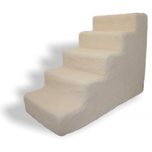  Pet Care Pet stairs for tall bed Foam Pet steps White 5 Step Dog Cat Animal Ramp