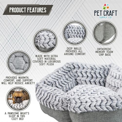  Pet Craft Supply Co. Soho Round Machine Washable Memory Foam Comfortable Ultra Soft All Season Self Warming Cat & Dog Bed