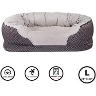 [아마존 핫딜]  [아마존핫딜]Pet Deluxe Dog and Puppy Bed, Grooved Orthopedic Foam Beds with Removable Washable Cover, Ultra Comfort, Padded Rim Cushion, Nonslip Bottom, for Dogs/Puppies