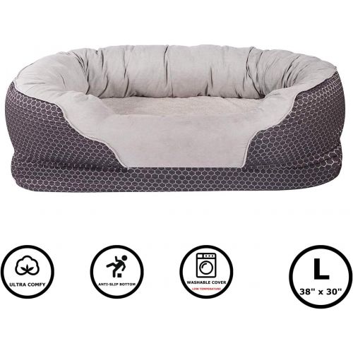  [아마존 핫딜]  [아마존핫딜]Pet Deluxe Dog and Puppy Bed, Grooved Orthopedic Foam Beds with Removable Washable Cover, Ultra Comfort, Padded Rim Cushion, Nonslip Bottom, for Dogs/Puppies