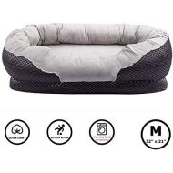 [아마존 핫딜]  [아마존핫딜]Pet Deluxe Dog and Puppy Bed, Grooved Orthopedic Foam Beds with Removable Washable Cover, Ultra Comfort, Padded Rim Cushion, Nonslip Bottom, for Dogs/Puppies