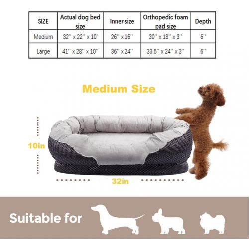  [아마존 핫딜]  [아마존핫딜]Pet Deluxe Dog and Puppy Bed, Grooved Orthopedic Foam Beds with Removable Washable Cover, Ultra Comfort, Padded Rim Cushion, Nonslip Bottom, for Dogs/Puppies