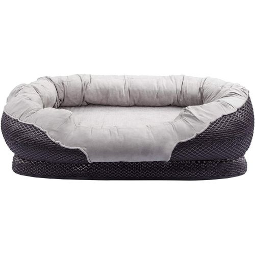 [아마존 핫딜]  [아마존핫딜]Pet Deluxe Dog and Puppy Bed, Grooved Orthopedic Foam Beds with Removable Washable Cover, Ultra Comfort, Padded Rim Cushion, Nonslip Bottom, for Dogs/Puppies
