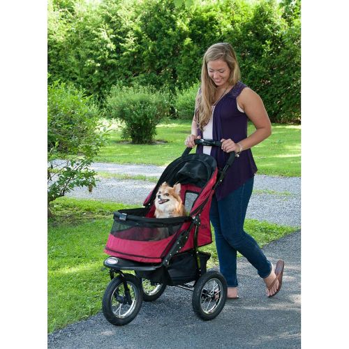  Pet Gear No-Zip Jogger Pet Stroller for Cats/Dogs, Zipperless Entry, Easy One-Hand Fold, Air Tires, Cup Holder + Storage Basket