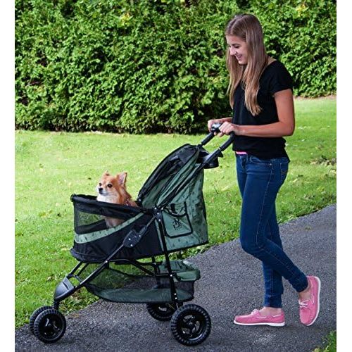  Pet Gear No-Zip Special Edition 3 Wheel Pet Stroller for Cats/Dogs, Zipperless Entry, Easy One-Hand Fold, Removable Liner