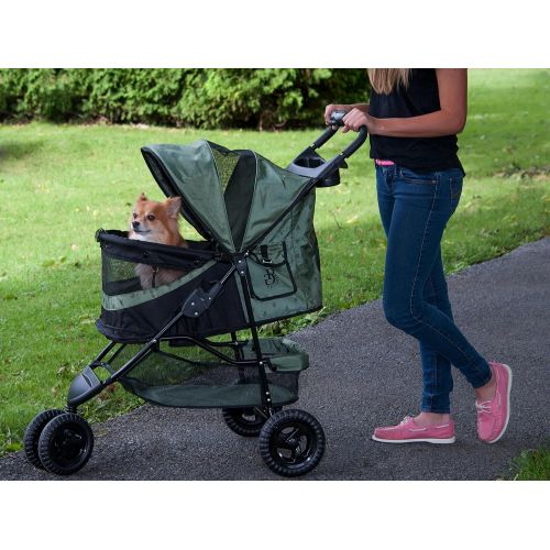  Pet Gear No-Zip Special Edition 3 Wheel Pet Stroller for Cats/Dogs, Zipperless Entry, Easy One-Hand Fold, Removable Liner