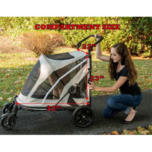  Pet Gear NO-Zip Stroller, Push Button Zipperless Dual Entry, for Single or Multiple DogsCats, Pet Can Easily Walk inOut, No Need to Lift Pet