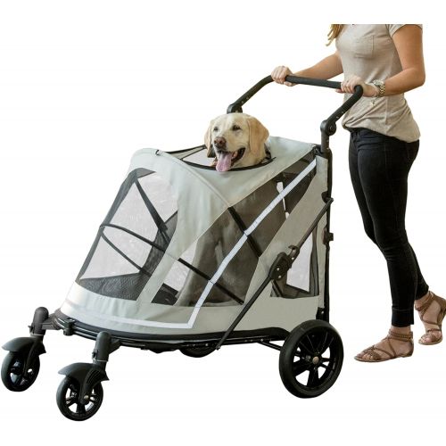  Pet Gear NO-Zip Stroller, Push Button Zipperless Dual Entry, for Single or Multiple DogsCats, Pet Can Easily Walk inOut, No Need to Lift Pet