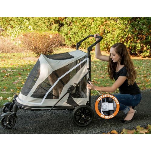  Pet Gear NO-Zip Stroller, Push Button Zipperless Dual Entry, for Single or Multiple DogsCats, Pet Can Easily Walk inOut, No Need to Lift Pet