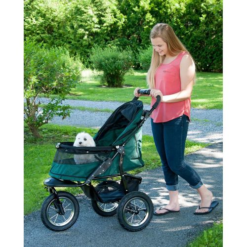  Pet Gear No-Zip Jogger Pet Stroller for CatsDogs, Zipperless Entry, Easy One-Hand Fold, Air Tires, Cup Holder + Storage Basket