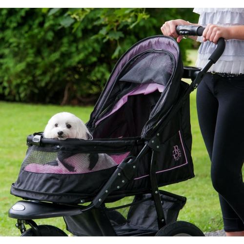  Pet Gear No-Zip NV Pet Stroller for CatsDogs, Zipperless Entry, Easy One-Hand Fold, Air Tires, Plush Pad + Weather Cover Included, Optional Divider