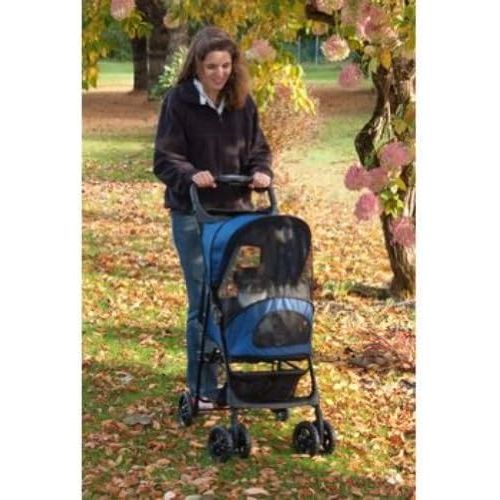  Pet Gear Happy Trails Pet Stroller for Cats/Dogs, Easy One-Hand Fold with Removable Liner, Storage Basket, Mesh Ventilation