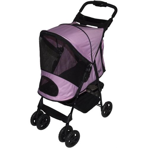  Pet Gear Happy Trails Pet Stroller for Cats/Dogs, Easy One-Hand Fold with Removable Liner, Storage Basket, Mesh Ventilation