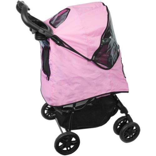  Pet Gear Happy Trails Pet Stroller for Cats/Dogs, Easy One-Hand Fold with Removable Liner, Storage Basket, Mesh Ventilation