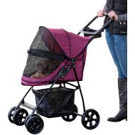 Pet Gear No-Zip Happy Trails Lite Pet Stroller for Cats/Dogs, Zipperless Entry, Easy Fold with Removable Liner, Storage Basket + Cup Holder
