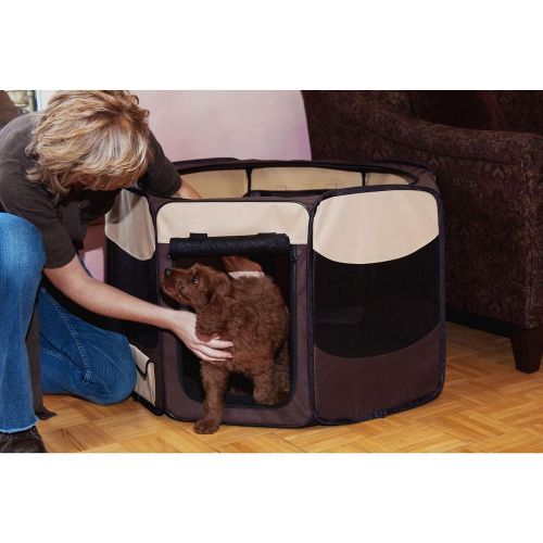  Pet Gear Travel Lite Portable Play Pen/Soft Crate with Removable Shade Top for Dogs/Cats/Rabbits, Easy-Fold + Built-in Stay Fold Band, Durable 600D Fabric, Indoor/Outdoor, 3 Sizes