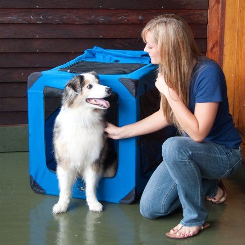  Pet Gear 3 Door Portable Soft Crate, Folds Compact for Travel in Seconds No Tools Required, Comes with Comfort Pad + Storage Bag, Steel Frame, Premium 600D Fabric, Indoor/Outdoor