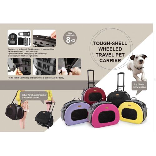  Pet Life Tough-Shell Wheeled Collapsible Final Destination Pet Carrier