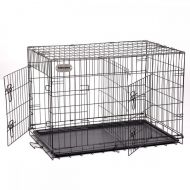 Pet Premium PetPremium Extra Large Dog Crate | XXL Pet Carrier Travel Cage | Indoor Outdoor Outside | Collapsible Portable Folding Wire Metal Kennels | Double-Doors with Divider and Tray | 48x