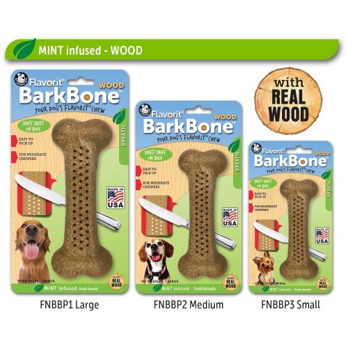  Pet Qwerks Flavorit BarkBone with Wood and Mint Flavor for Moderate Chewers (Made in the USA)