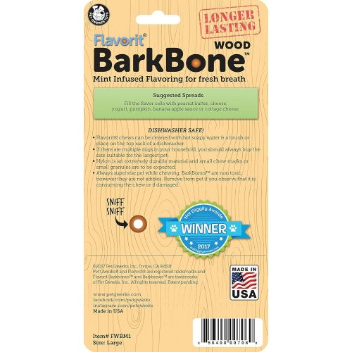  Pet Qwerks Flavorit BarkBone with Wood and Mint Flavor for Moderate Chewers (Made in the USA)