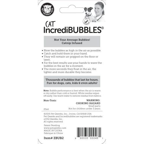  Pet Qwerks Incredibubbles for Cats & Dogs - Long Lasting Bubbles with Non-Toxic Formula, Avoids Boredom & Keeps Pets Active | Best for Outdoor Use