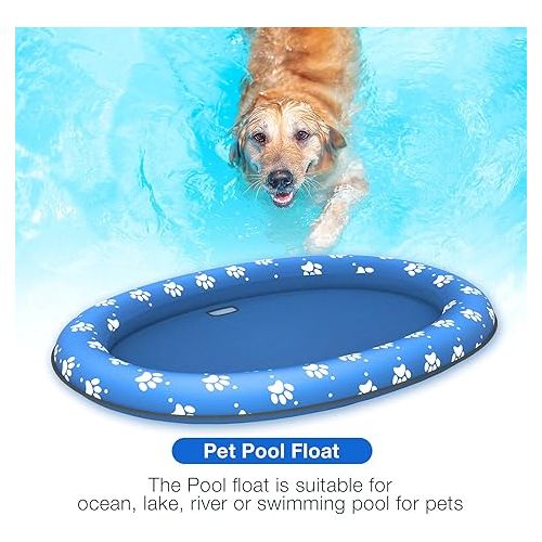 Pet Soft Dog Float Raft - Inflatable Dog Swimming Float for Summer (Paws)