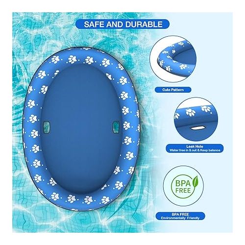  Pet Soft Dog Float Raft - Inflatable Dog Swimming Float for Summer (Paws)