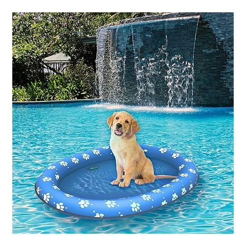  Pet Soft Dog Float Raft - Inflatable Dog Swimming Float for Summer (Paws)