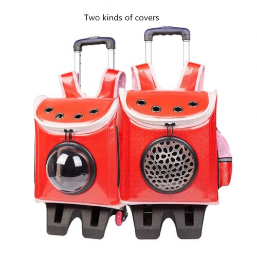  Pet bag Pet Trolley Case Space Capsule Breathable Carrier Bag Dog Cat Rolling Backpack with Telescopic Handle Suitable for Cats Up to 7kg