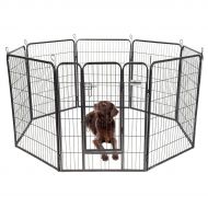 PetDanze Dog Pen Metal Fence Gate Portable Outdoor | Heavy Duty Outside Pet Large Playpen Exercise RV Play Yard | Indoor Puppy Kennel Cage Crate Enclosures | 40 Height 8 Panel