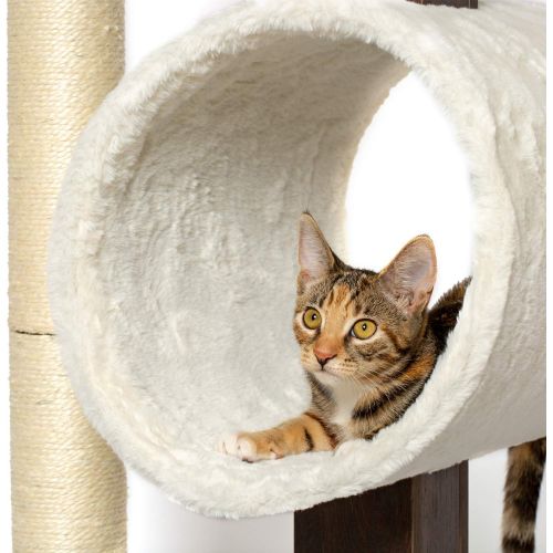  PetFusion Modern Cat Tree House & Tall Scratching Post (33 Tall). Modern and Neutral Platforms, Espresso Finish