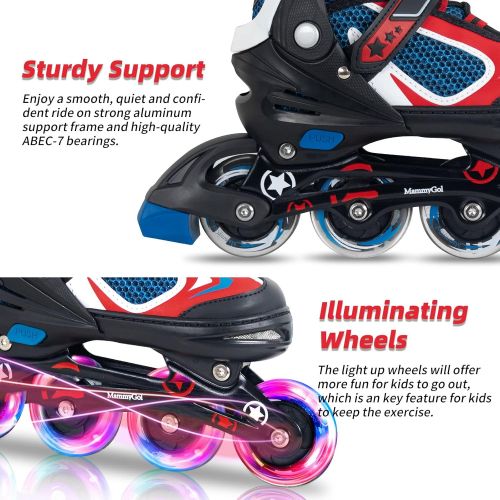  PetGirl MammyGol Inline Adjustable Skates with Full Light Up Wheels, Roller Blades Skates for Boys and Girls Beginners, Indoor&Outdoor Skating Equipment