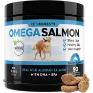 [아마존 핫딜] PetHonesty Salmon Oil for Dogs - Omega 3 Fish Oil For Dogs All-Natural Wild Alaskan Salmon Chews Omega 3 for Dogs for Healthy Skin & Coat, Cure Itchy Skin, Dog Allergies, Reduce Shedding - 90