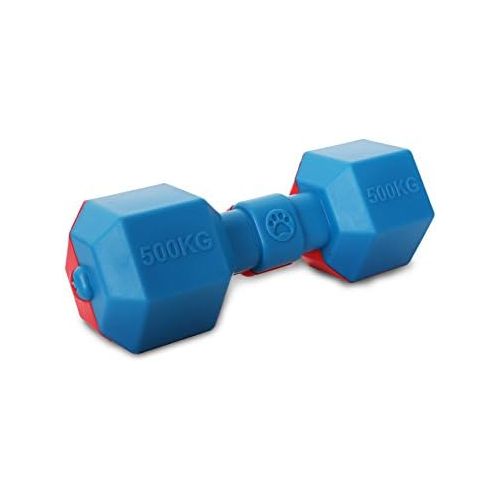  PET LIFE Dumbbell Built-To-Last Chew and Fetch TPR Waterproof Floating Pet Dog Toy, One Size, Blue and Red