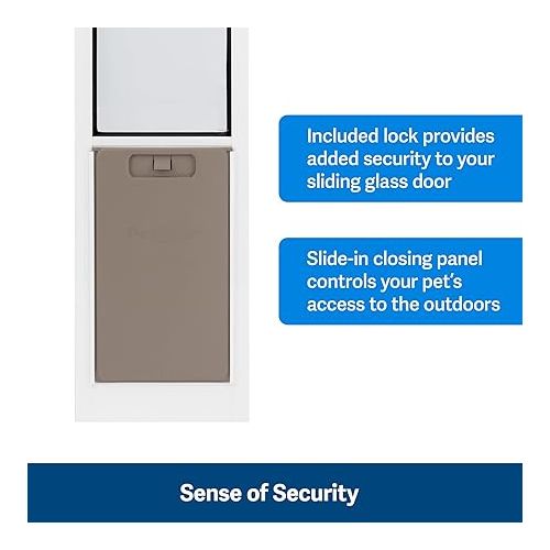  PetSafe 1-Piece Sliding Glass Pet Door for Dogs & Cats- Adjustable Height 75 7/8' to 80 11/16'-Medium, White, No-Cut DIY Install Aluminum Patio Panel Insert,Great for Renters or Seasonal Installation