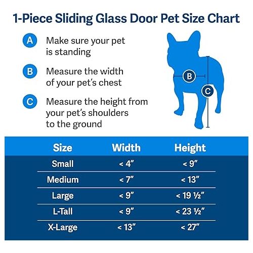  PetSafe 1-Piece Sliding Glass Pet Door for Dogs & Cats- Adjustable Height 75 7/8' to 80 11/16'-Medium, White, No-Cut DIY Install Aluminum Patio Panel Insert,Great for Renters or Seasonal Installation