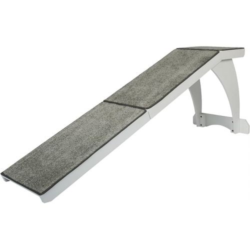 PetSafe CozyUp Dog Ramp for Beds - Durable Wooden Frame Supports up to 120 lb - Furniture Grade Wood Pet Ramp with White Finish - High-Traction Carpet Surface - Great for Older Dogs and Cats