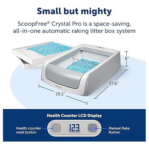  PetSafe ScoopFree Crystal Pro Self-Cleaning Cat Litterbox - Never Scoop Litter Again - Hands-Free Cleanup With Disposable Crystal Tray - Less Tracking, Better Odor Control - Includes Disposable Tray