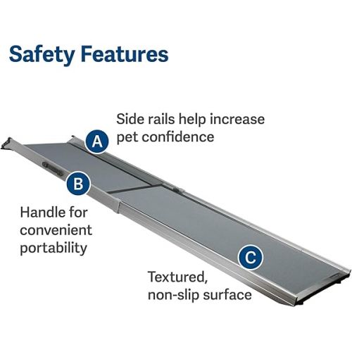  PetSafe Deluxe Telescoping Pet Ramp, X-Large, 47 in. - 87 in., Portable Lightweight Aluminum Dog and Cat Ramp